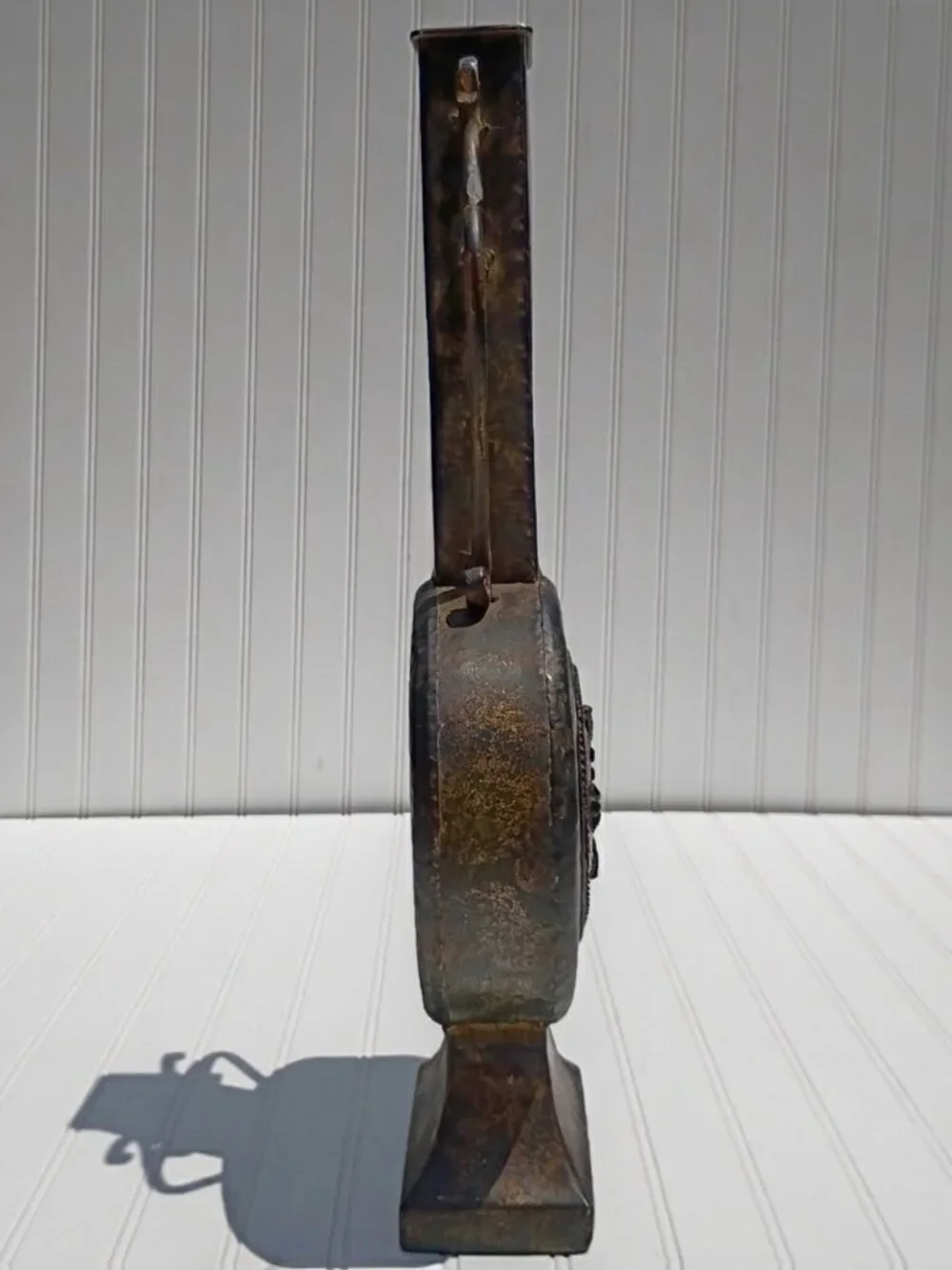 Tuscan Style Metal Vase Hand Forged Wrought Iron Bronze Finish Rustic Handles